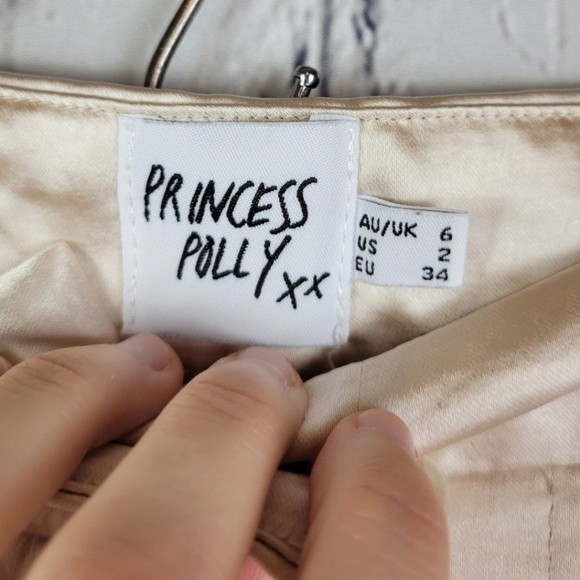 Princess Polly Huxley champagne satin high waisted wide leg pants - Picture 10 of 16